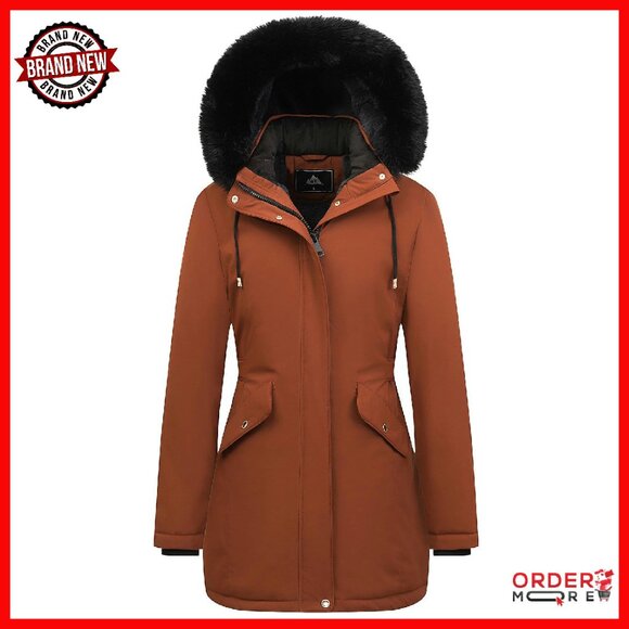Women's Long Winter Down Coat Fleece Lined Parka Puffer Jacket Detachable Hood